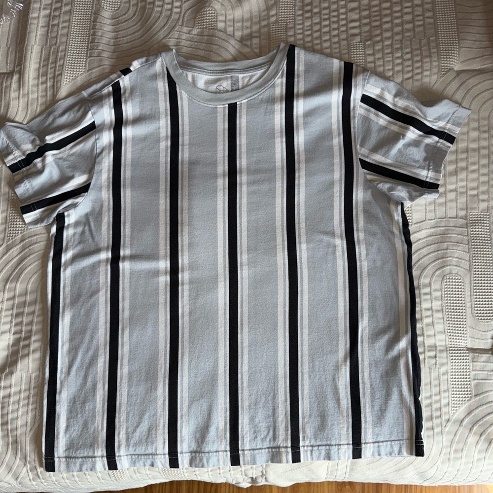 Original Use Black and White Striped Short Sleeve Tee